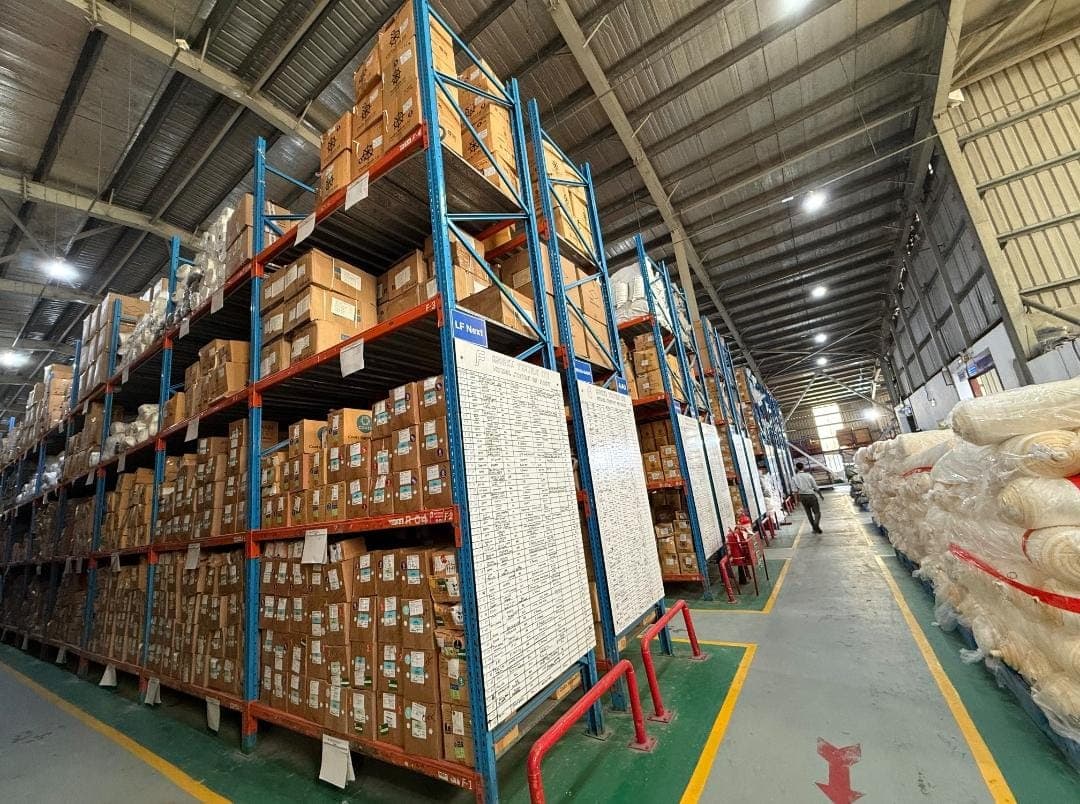 Warehouse with racked inventory