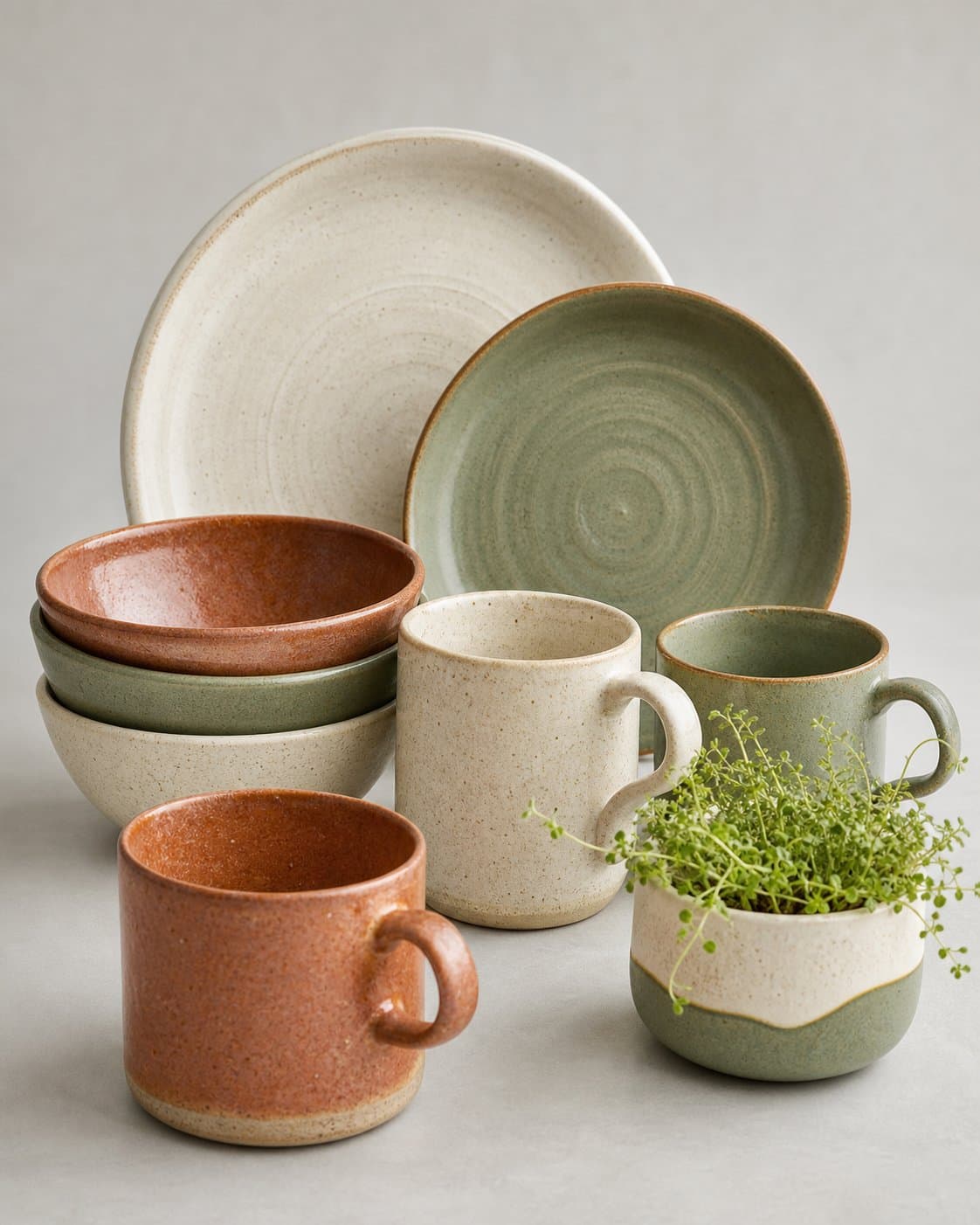 Ceramic collection including tableware, mugs and decorative items