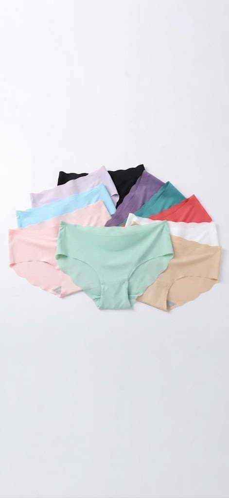 Fan of women's cotton panties in pastel pink, mint, blue, purple and beige