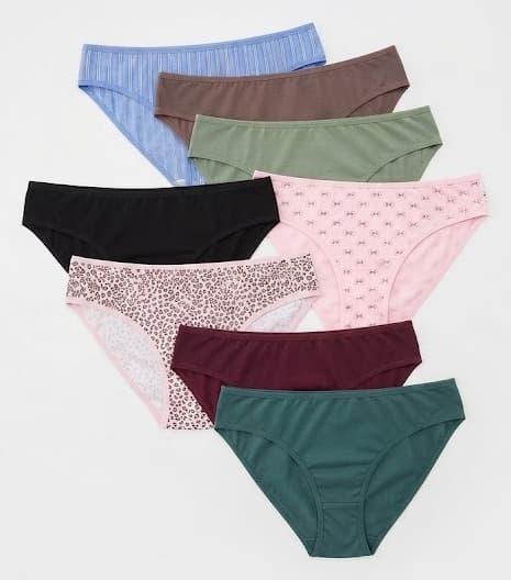 Women's panties in blue, brown, green, black, pink print, leopard, burgundy and teal