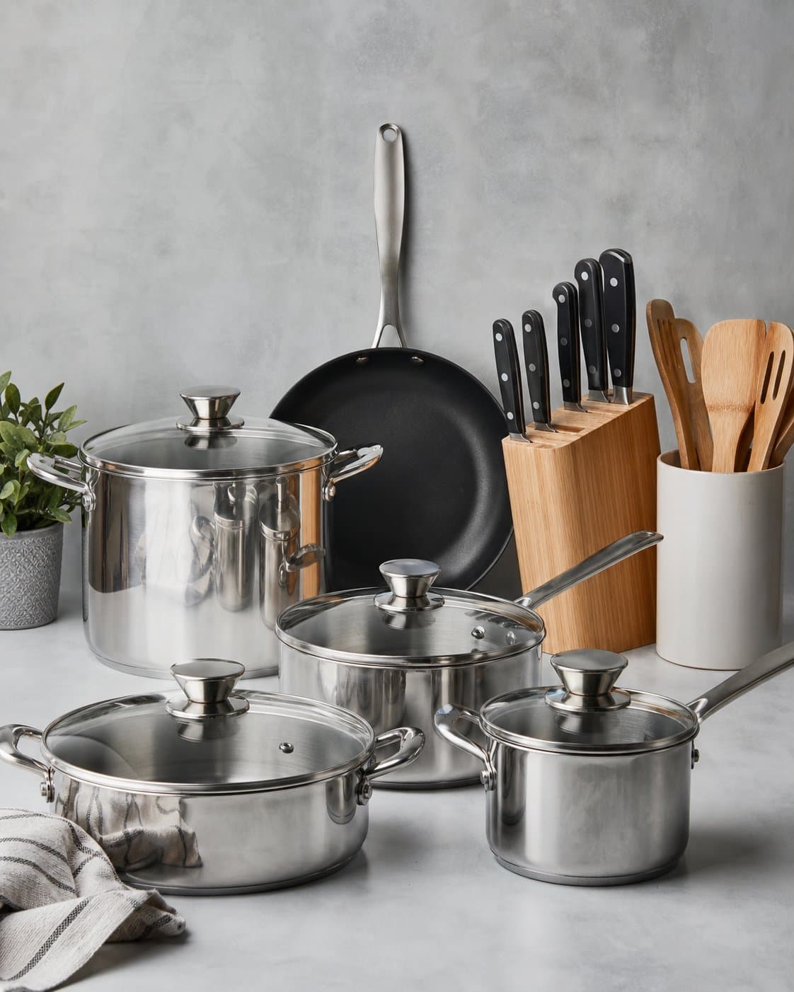 Kitchenware collection including cookware, tableware and utensils