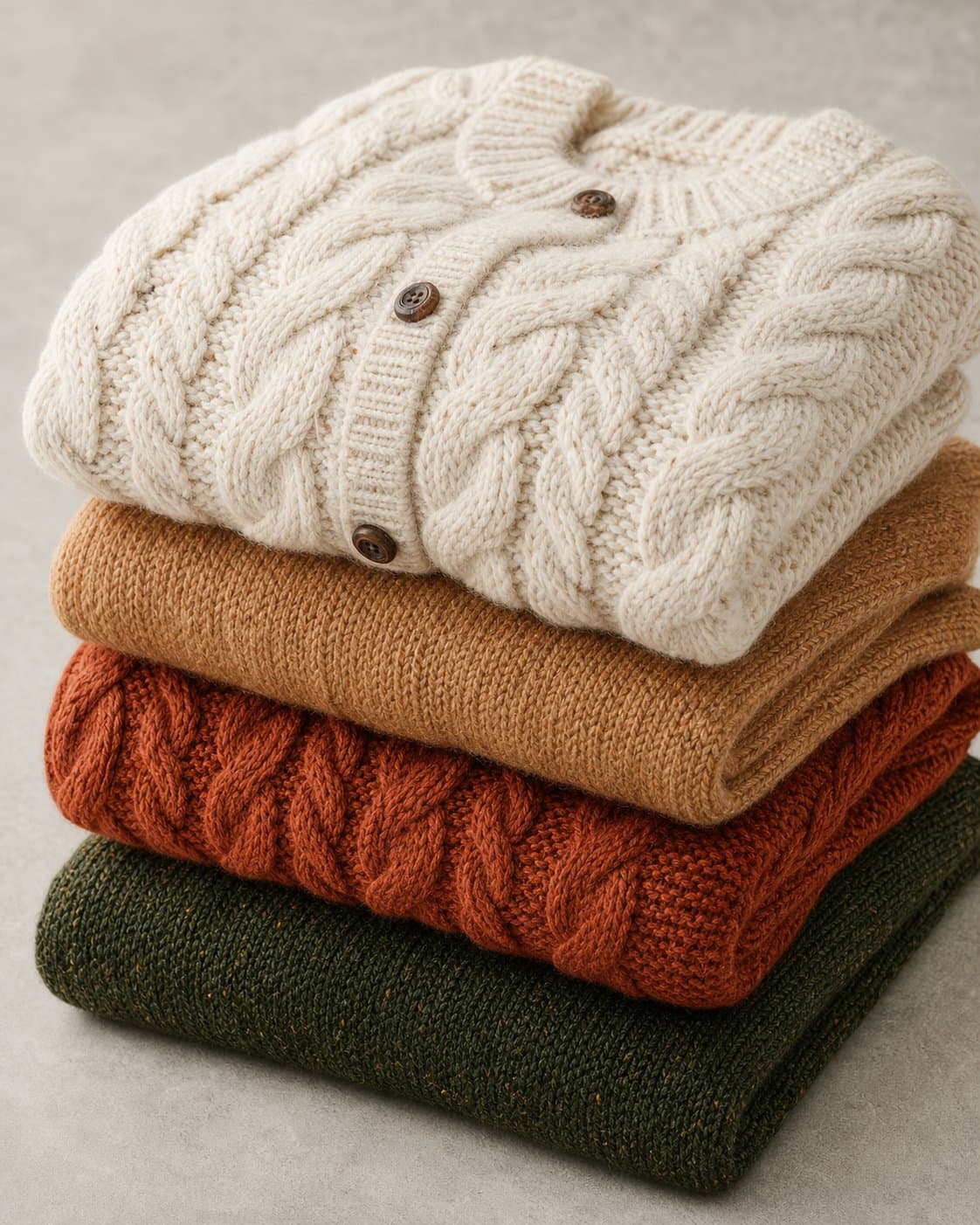 Knitwear collection including sweaters, cardigans and hoodies